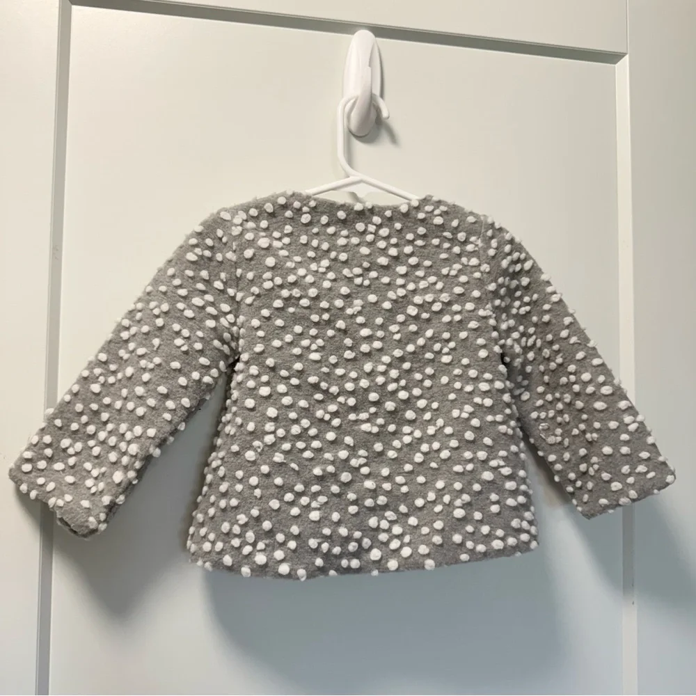 BabyGap Girls Grey Peacoat White Pompom Detail Button Up 12-18 Months‎